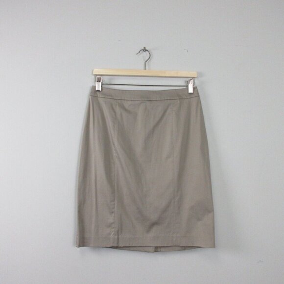 Club Monaco Pencil Skirt 4 Beige Mini Cotton Blend Career Office Business 156 - Picture 1 of 8